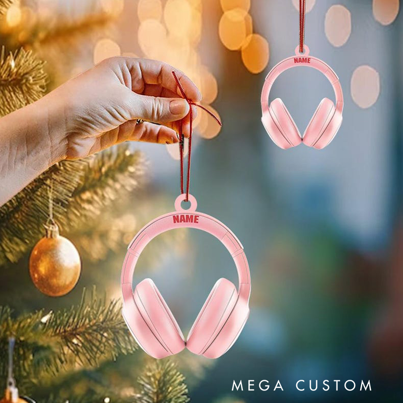 Personalized Gaming Headphone Ornament and Headphone Christmas Ornament Gift and Studio Headphone Ornament and Radio Headphone Ornament