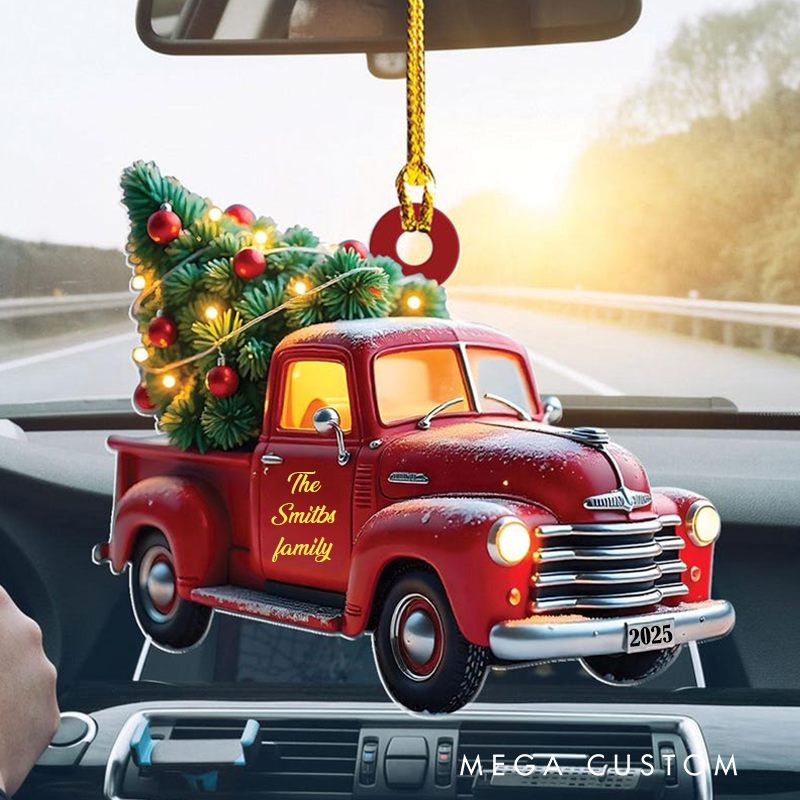 Personalized Red Truck Christmas Ornament and Custom Name Ornament and Personalized Christmas Ornament