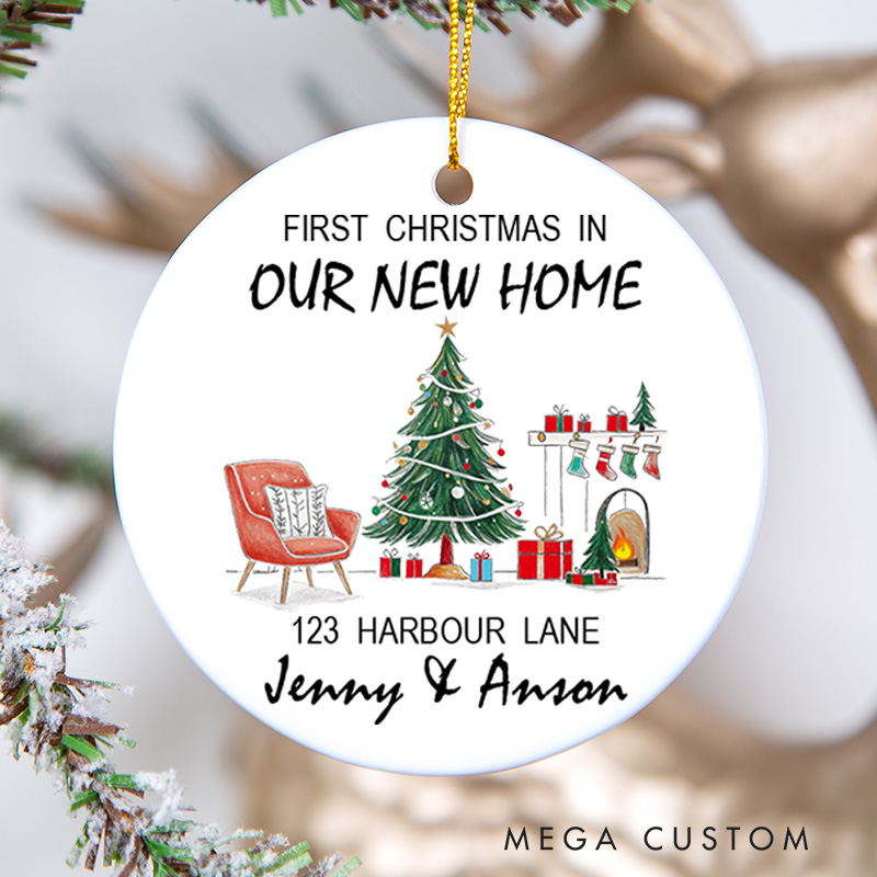 Personalized First Christmas in Our New Home Ceramic Ornament Holiday Keepsake Gift for Couples New Home Décor 2025