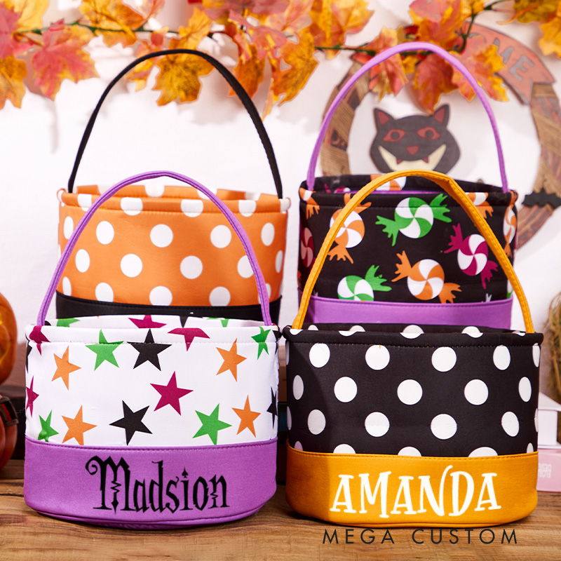 Personalized Trick or Treat Buckets with Name Halloween Bucket Gift for Boy Girl