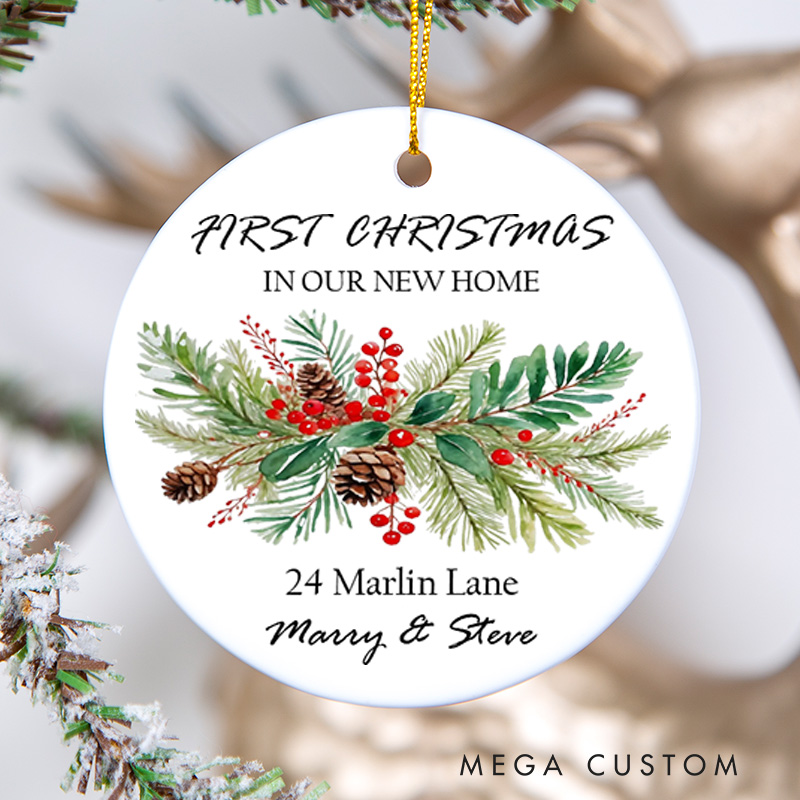 Personalized First Christmas in Our New Home Ceramic Ornament Holiday Keepsake Gift for Couples Christmas Tree Décor New Home Ornament 2025