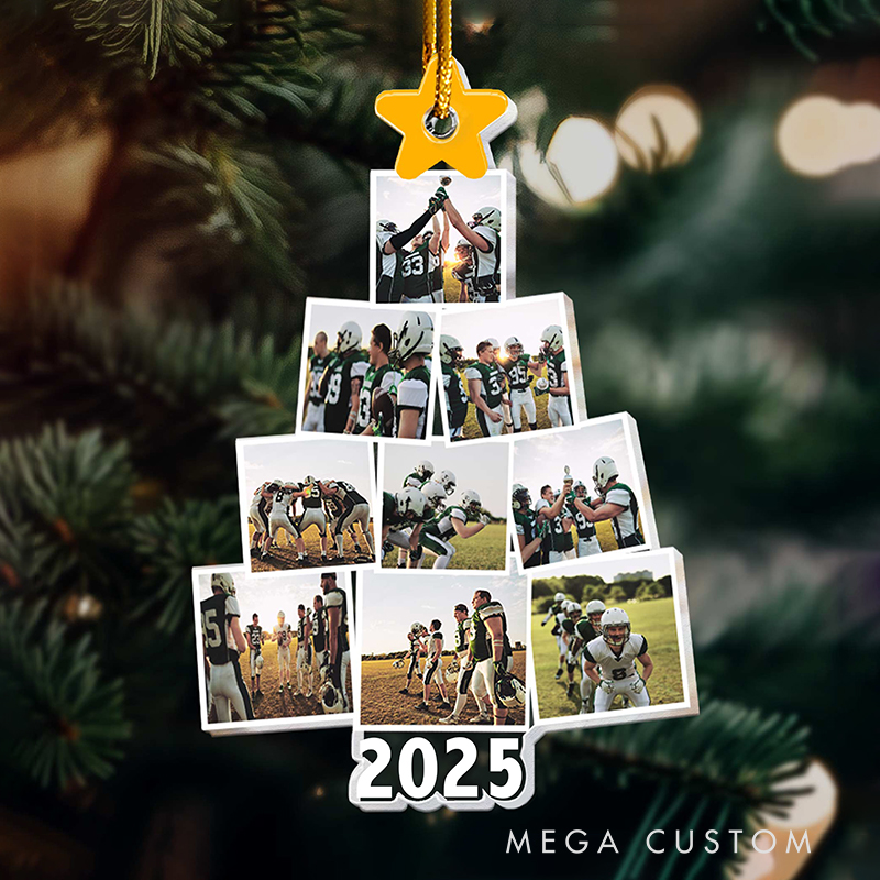 Personalized Christmas Ornament Featuring Football Team Photo Collage  