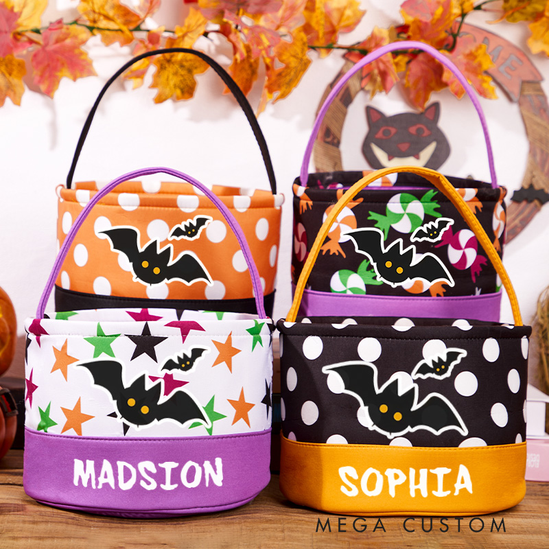 Personalized Kids Halloween Basket Candy Bag Halloween Gift for Boy Girl