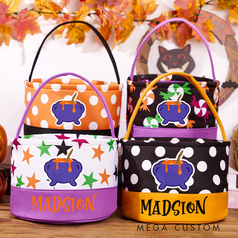 Personalized Kids Halloween Candy Basket with Name Halloween Gift