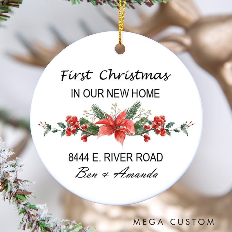 Personalized First Christmas in Our New Home Ornament 2025 New Home Address Keepsake Gift Custom Couple Holiday Tree Ornament Christmas Gift