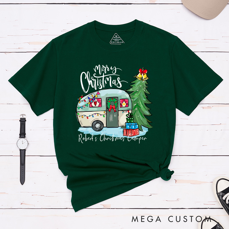 Personalized Camper Christmas T-Shirt Hiking Outdoors Lover Shirt Christmas Gift