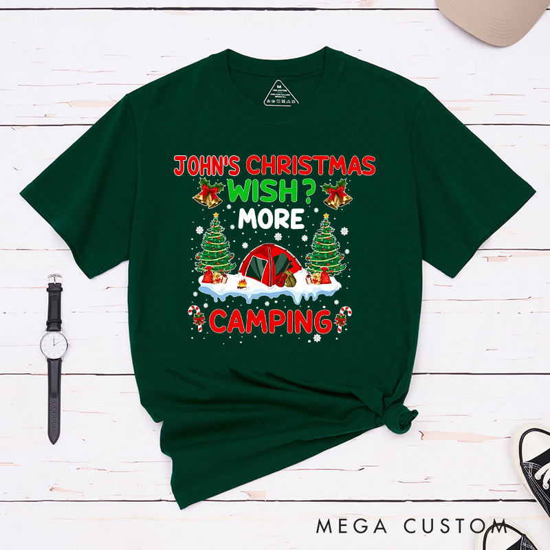 Personalized Christmas Wish T-Shirt Merry Christmas Camper Shirt Christmas Gift for Hiking Outdoors Lover