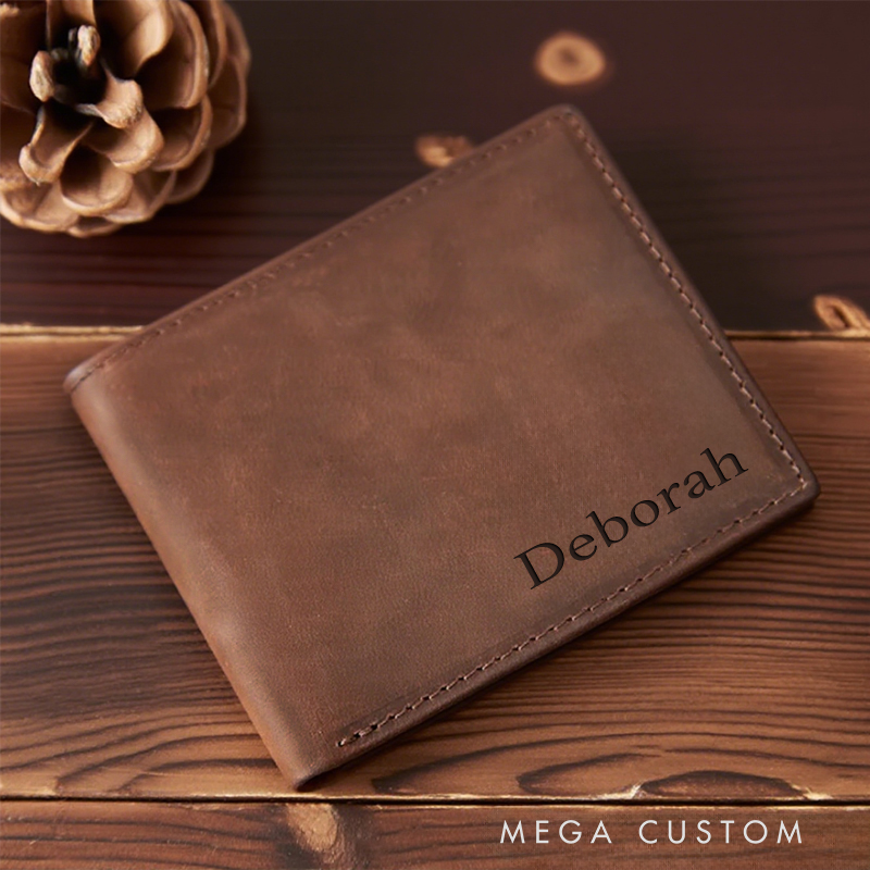 Personalized He Gave Me the Best Leather Bifold Wallet with Name Multi Pocket Christian Baptism Birthday Gift for Christians Confirmation Gift 