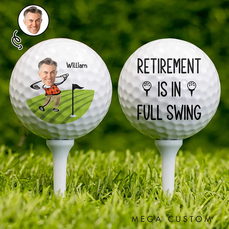 Personalized "Retirement Is in Full Swing" Golf Ball with Custom Face 