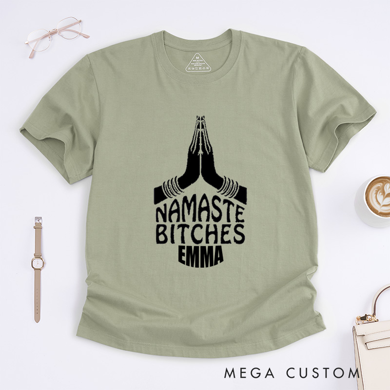 Personalized Funny Namaste Yoga Yogi T-Shirt Positive Meditation Yoga Lover Workout Fitness Shirt Yoga Outfit Class Instructor Tee