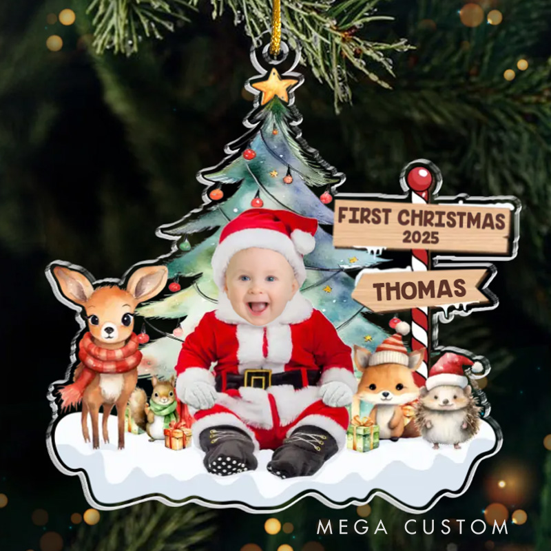 Personalized Photo Under The Mistletoe With My Little Bundle Of Joy Christmas Gift for Baby