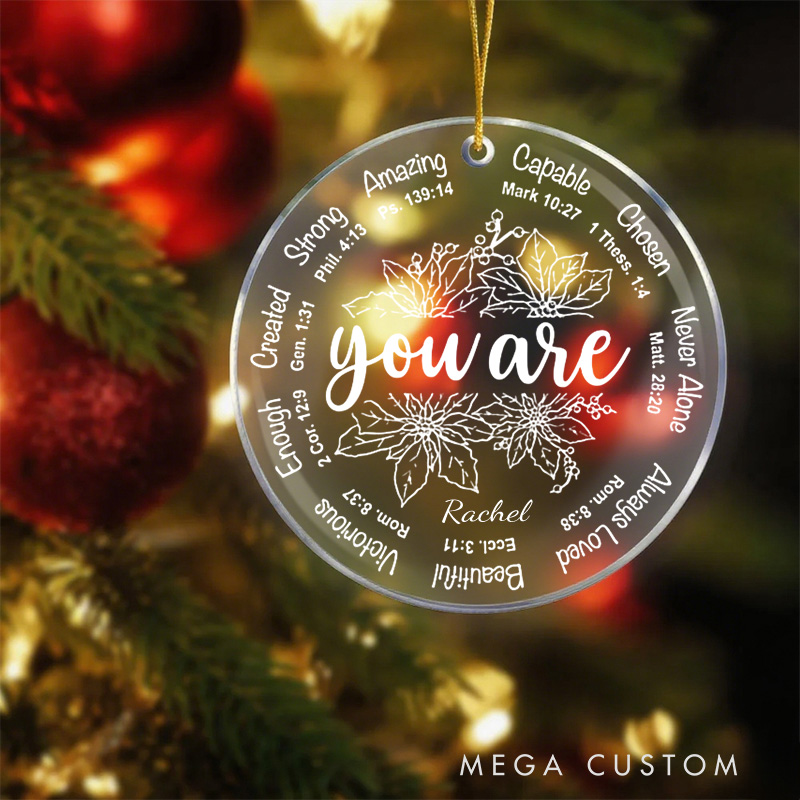Personalized you are Bible Verse Acrylic Circle Ornament with Name Religious Gift Birthday Gift for Women