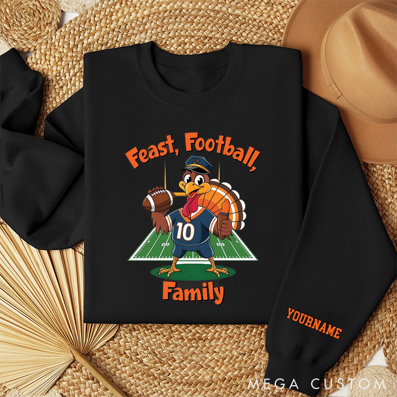 [Copy]Personalized Thanksgiving American Football Turkey Sweatshirt with Custom Player Name