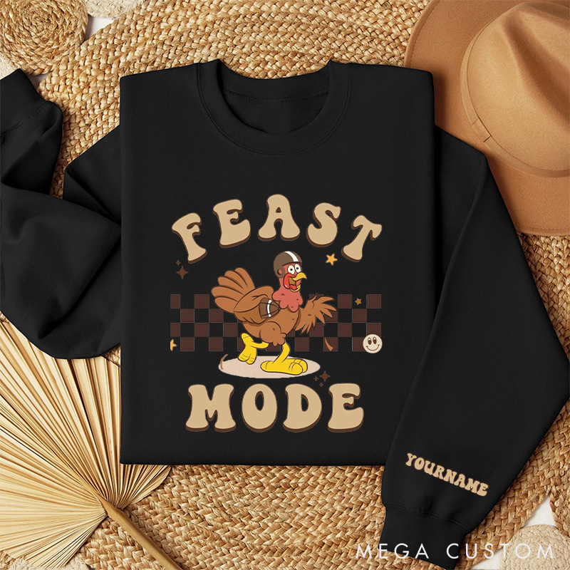 Personalized Thanksgiving American Football Turkey Sweatshirt with Custom Name, Thanksgiving Fun Awaits