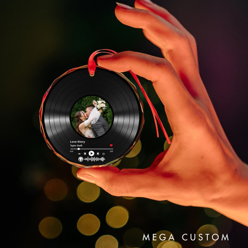 Personalized Song Photo Ornament and Couple Song Ornament Personalized Album Cover Music Plaque Acrylic Record Plaque Music Gift