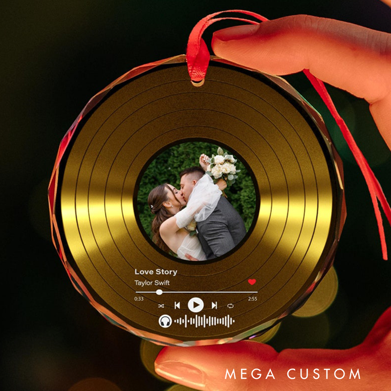 Personalized Song Photo Ornament and Couple Song Ornament Personalized Album Cover Music Plaque Acrylic Record Plaque Music Gift