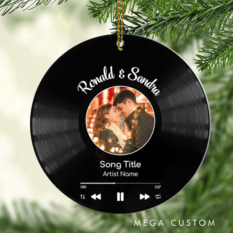 Personalized Couple Photo Ornament and Song Photo Ornament Personalized Album Cover Music Plaque Acrylic Record Plaque Music Gift