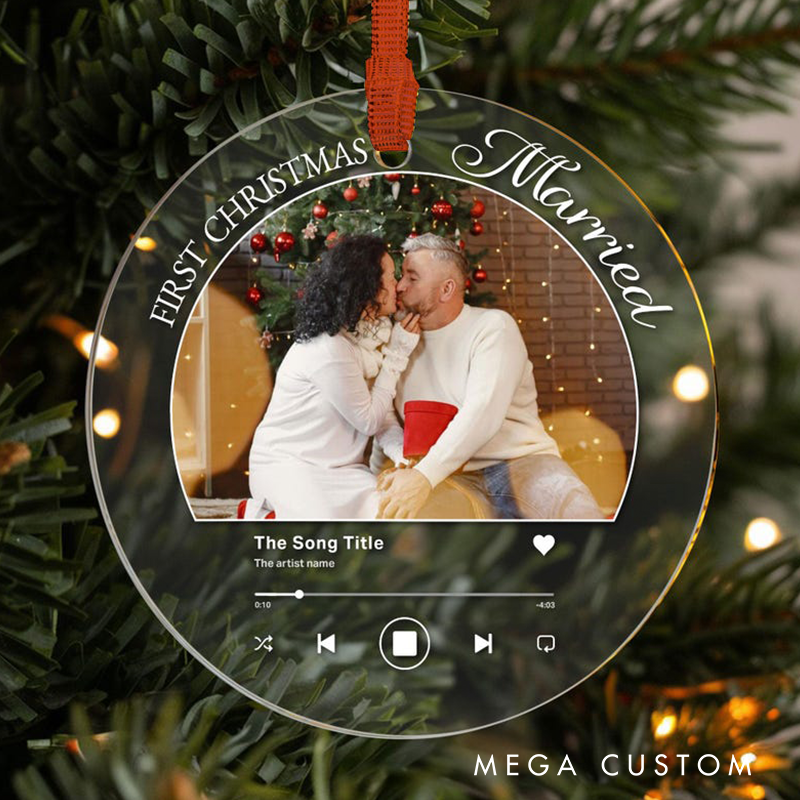 Personalized Couple Photo and Song Ornament Personalized Album Cover Music Plaque Acrylic Record Plaque Music Gift