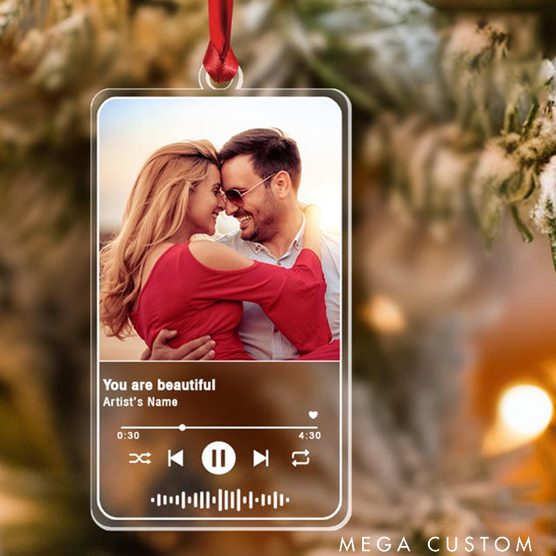 Personalized Song Photo Ornament Custom Song Name Christmas Couple Ornament and Custom Photo Couple Ornament and Love Song Ornament