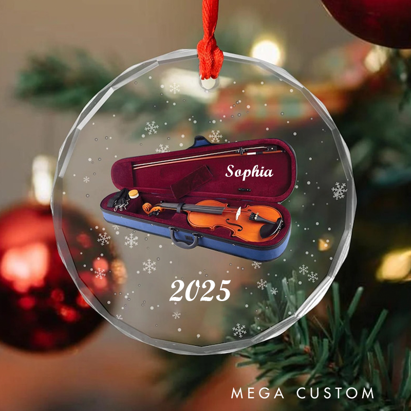 Personalized Violin Glass Ornament and Custom Violin Lovers Gift and Violinist Christmas Gift