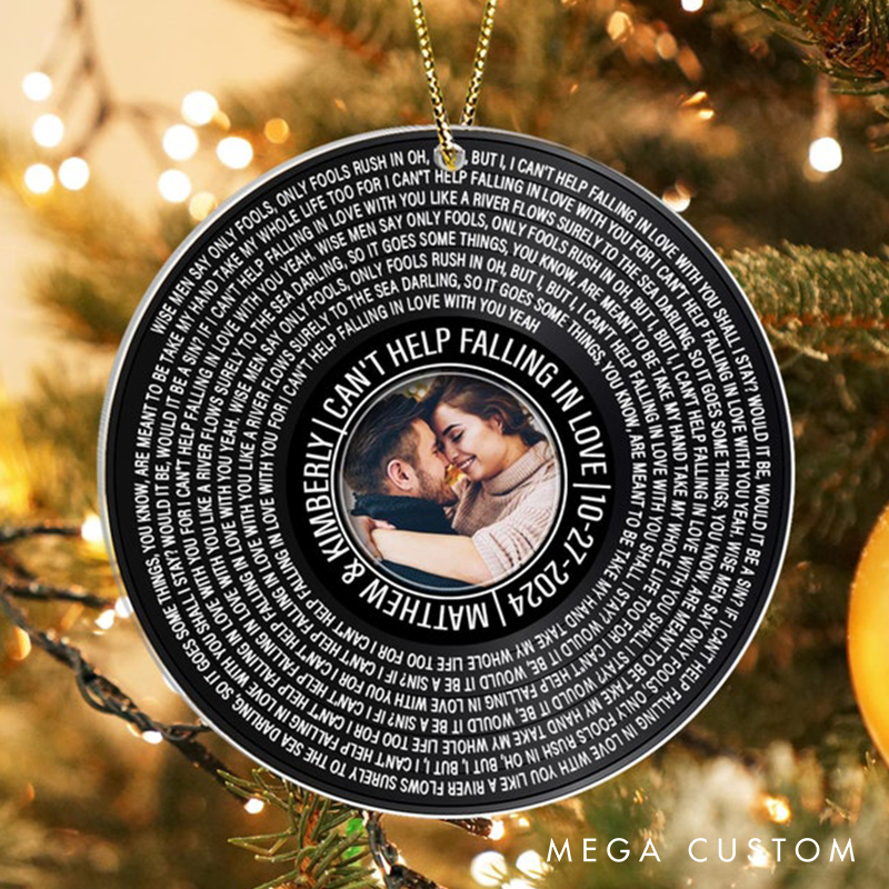 Personalized Song Photo Ornament and Couple Vinyl Record Christmas Ornament and Personalized Couple Photo Ornament