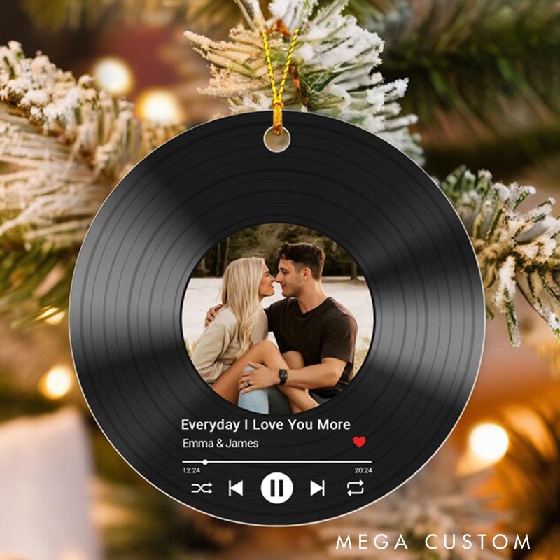 Personalized Song Photo Ornament and Couple Vinyl Record Christmas Ornament and Personalized Couple Song Photo Ornament and Couple Xmas Keepsake