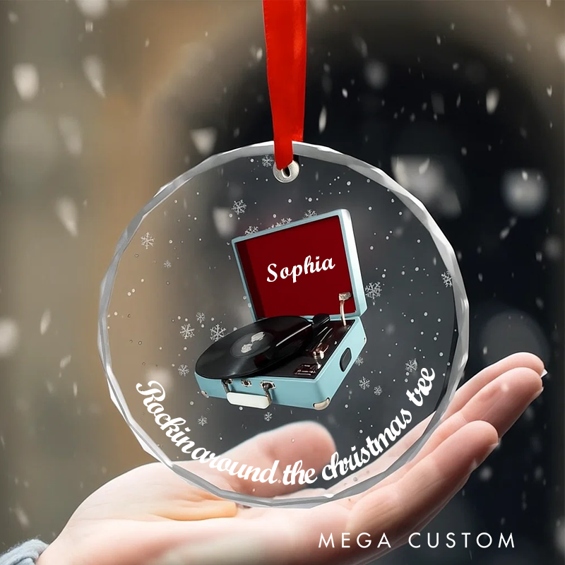 Personalized Vinyl Record Collection Glass Ornament and Personalized Ornament and Christmas Gift for Vinyl Lovers