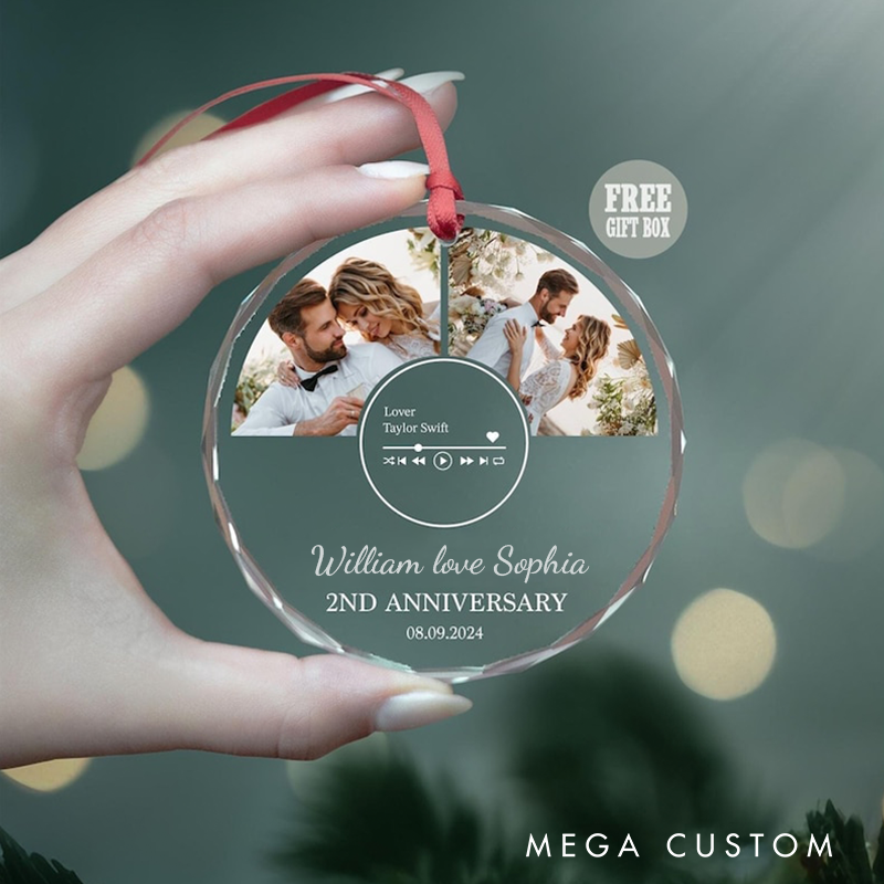 Personalized Song Ornament Custom Music Plaque Gift Custom Couple Picture Song Acrylic Ornament