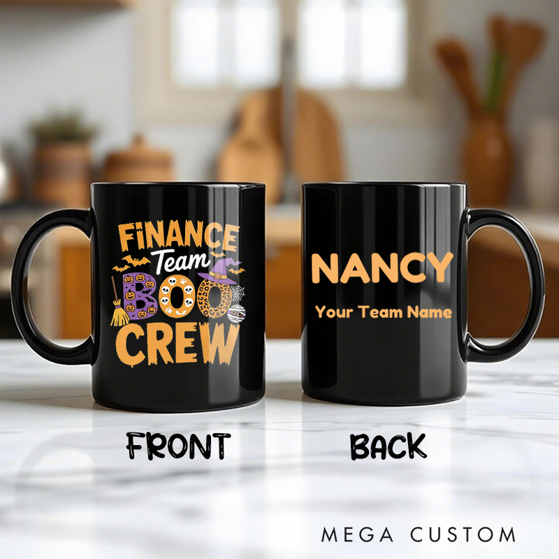 Personalized Office Worker Mug Gift Finance Team Boo Crew Funny Halloween Themed Design Mug Appreciation Gift for Coworkers