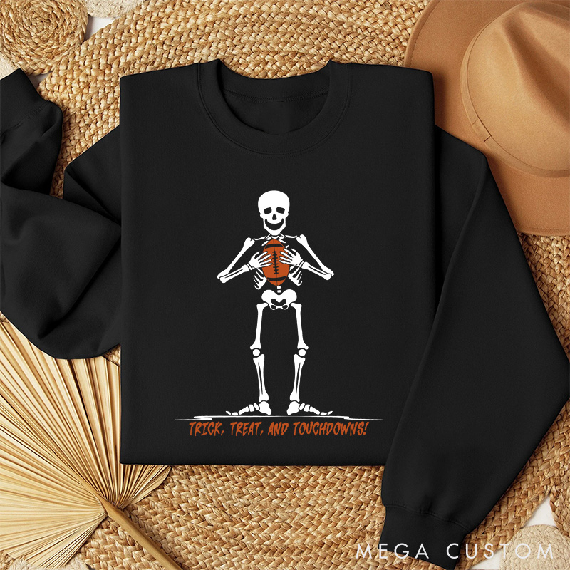 Personalized American Football Sweatshirt with Custom Text for Spooky Season Meets Game Day