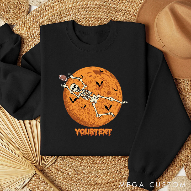Personalized Skeleton Moon American Football Sweatshirt with Custom Your Text