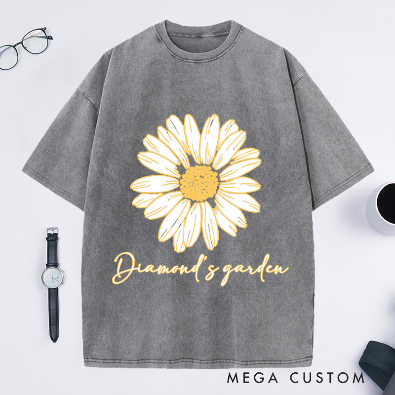Personalized Daisy Washed T-Shirts Wildflower Shirt Floral Shirt Gift Plant Lover Gift Gardening Lover Gift Flower Tee Plant Lover Tee