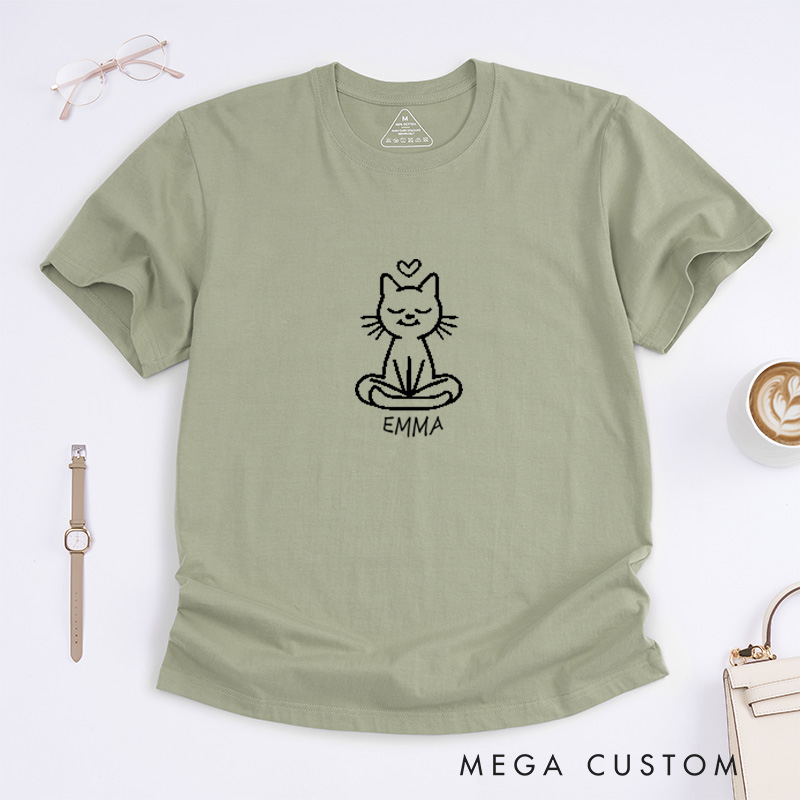 Personalized Cat Yoga T-Shirt Cut Cat T-Shirt Gift for Yoga Lover Cat Lover T-Shirt Yoga Teacher T-Shirt