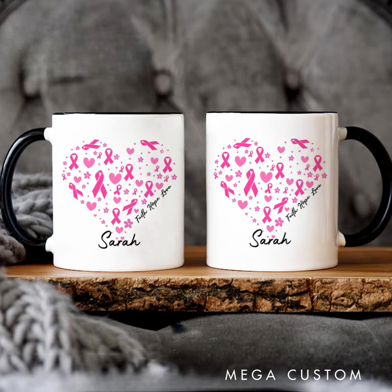 Personalized Breast Cancer Ribbon Mug Breast Cancer Survivor Gift