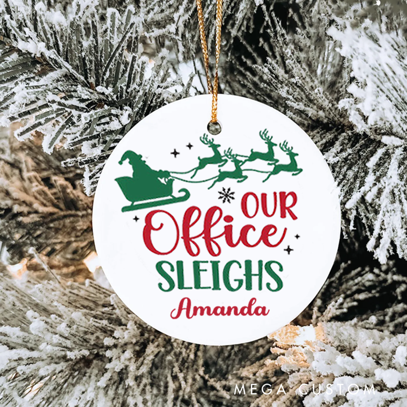Personalized Office Worker Christmas Ornament Our Office Sleighs with Christmas Elements Ornament Appreciation Gift for Coworkers