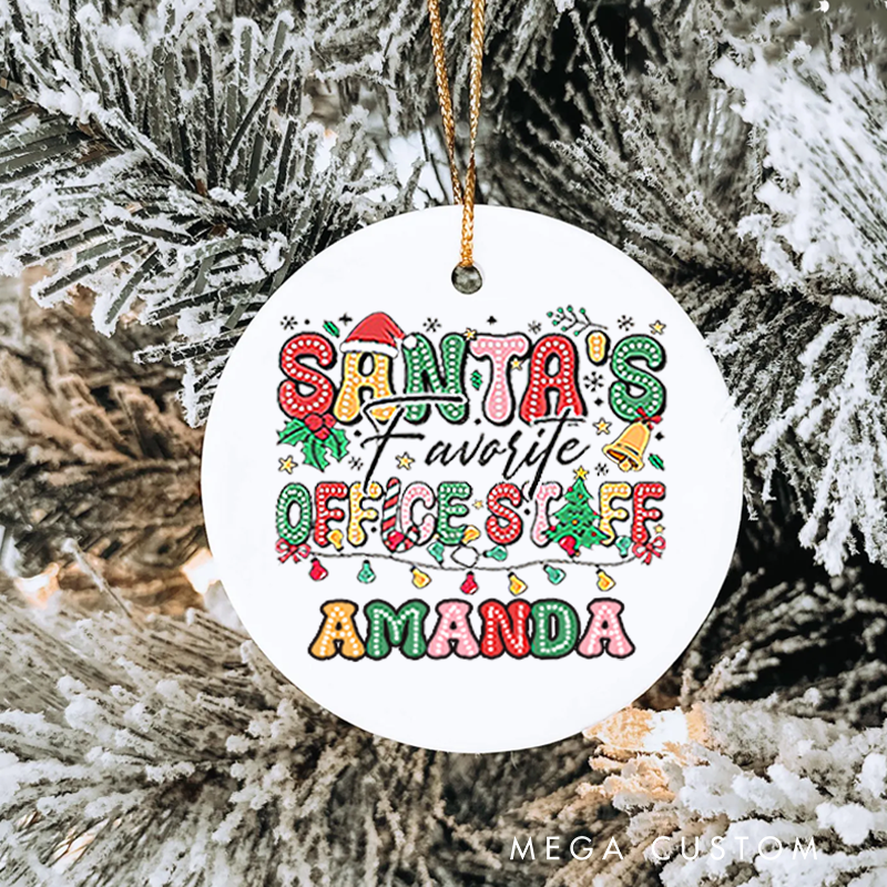 Personalized Office Worker Christmas Ornament Santa's Office Staff with Christmas Elements Ornament Appreciation Gift for Coworkers