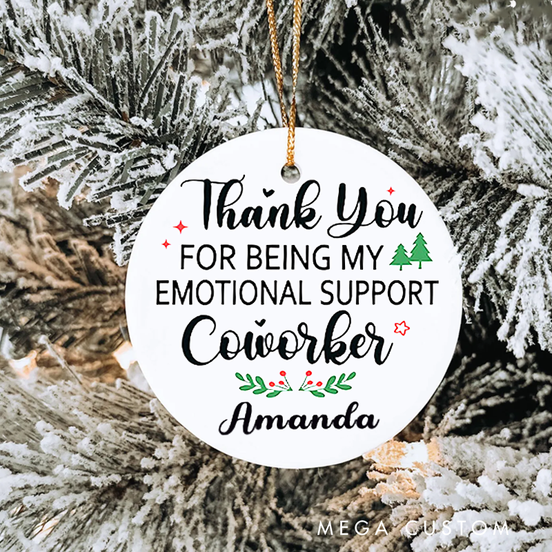 Personalized Office Worker Christmas Ornament Thank You for Being My Emotional Support Coworker Ornament Appreciation Gift for Coworkers