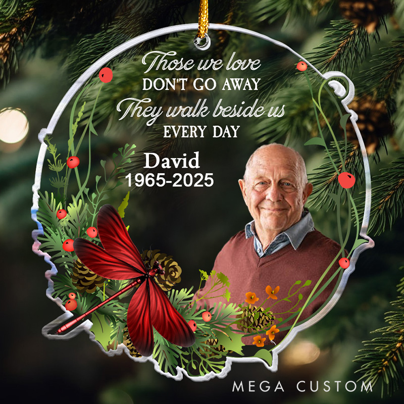 Personalized Memorial Ornament Custom Photo Name Year Cardinal Those We Love Don't Go Away Keepsake