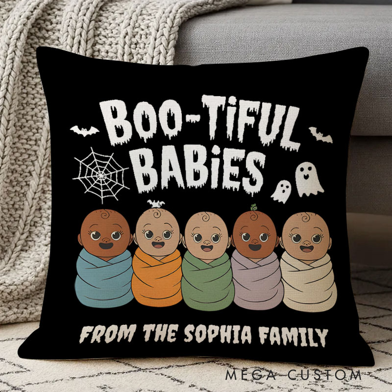 Personalized Boo-tiful Babies Pumpkin Family Halloween Pillows for Cozy Home Decor