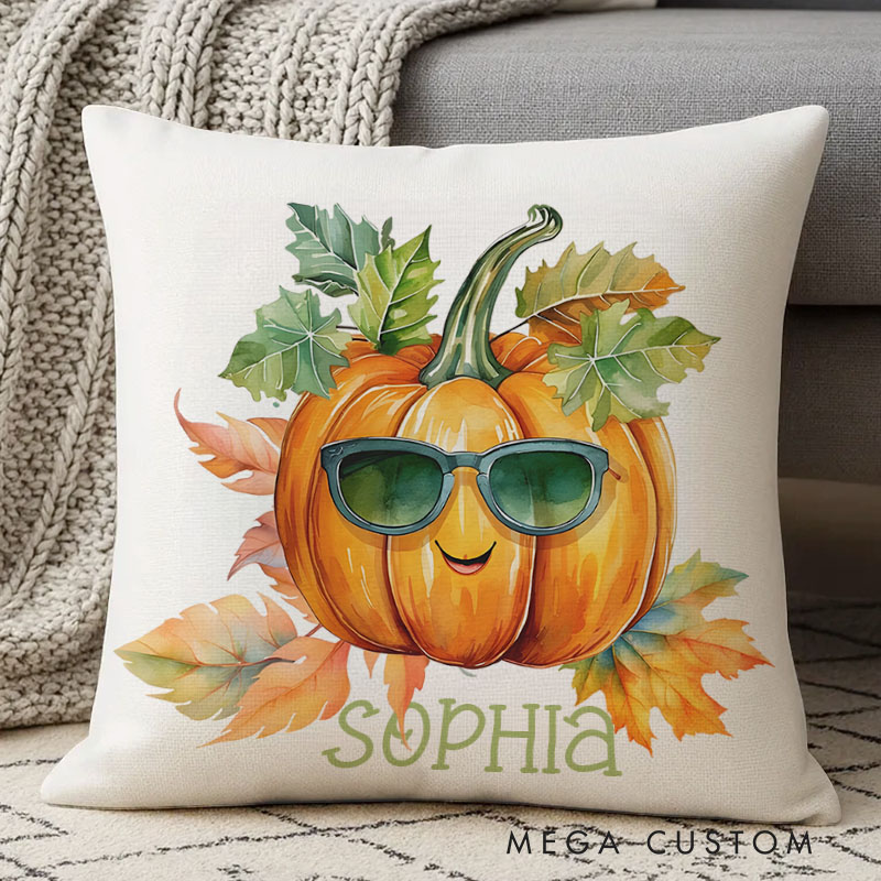 Personalized Cute Pumpkin Name Pillows for a Touch of Fall and Halloween Fun