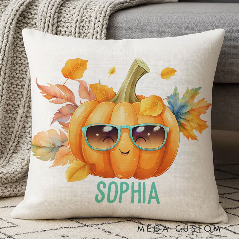 Personalized Adorable Pumpkin Character Name Pillows for Halloween Festivities