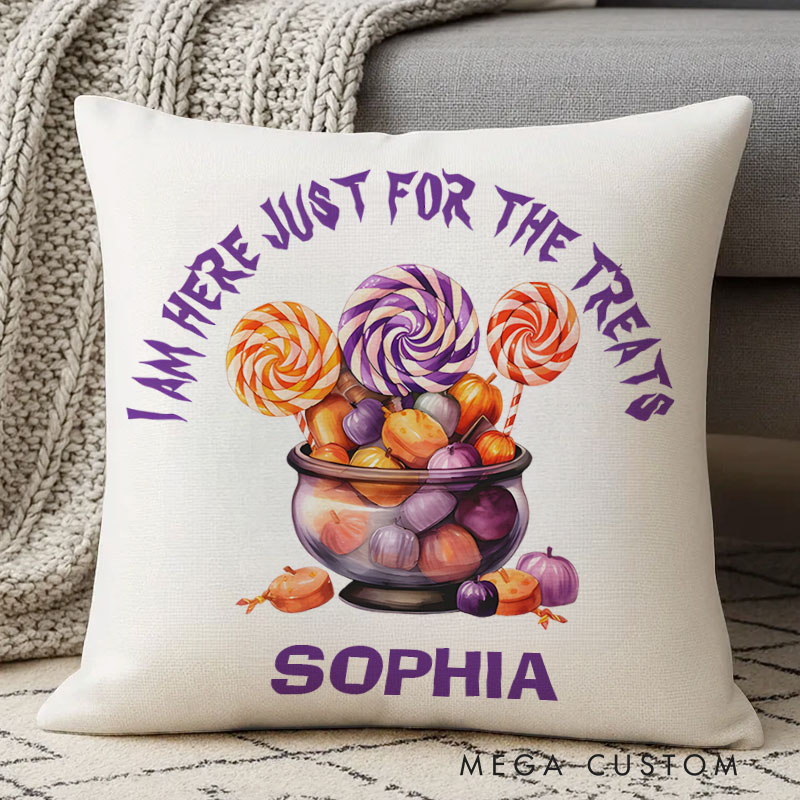 Personalized Candy Bowl Name Halloween Pillows for Sweet and Fun Holiday Decor