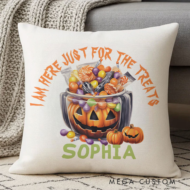 Personalized Candy Pumpkin Bowl Name Halloween Pillows for Trick or Treat Fun