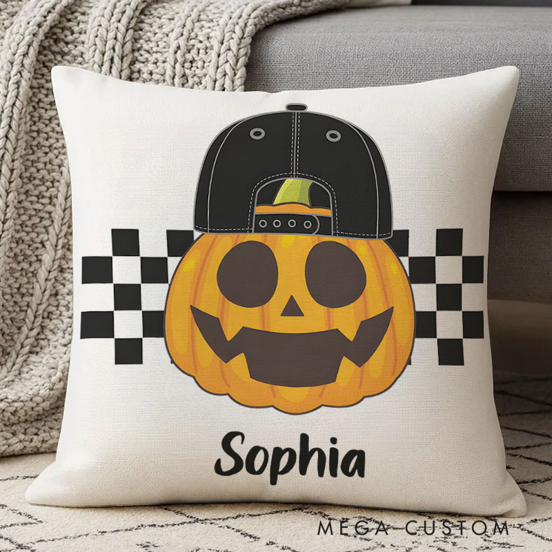 Personalized Pumpkin Name Halloween Pillows for Unique and Playful Holiday Decor