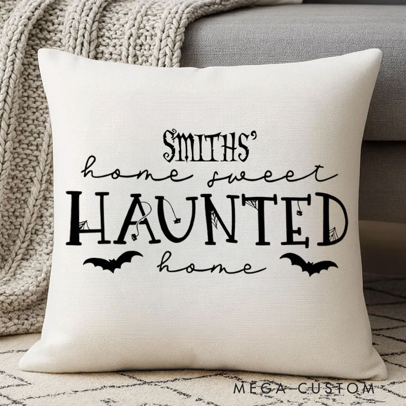 Personalized Home Sweet Haunted Home Halloween Pillows for Cozy and Spooky Family Decor