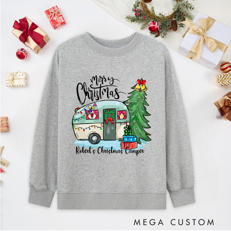 Personalized Camper Christmas Classic Sweatshirts Hiking Outdoors Lover Sweatshirts Christmas Gift