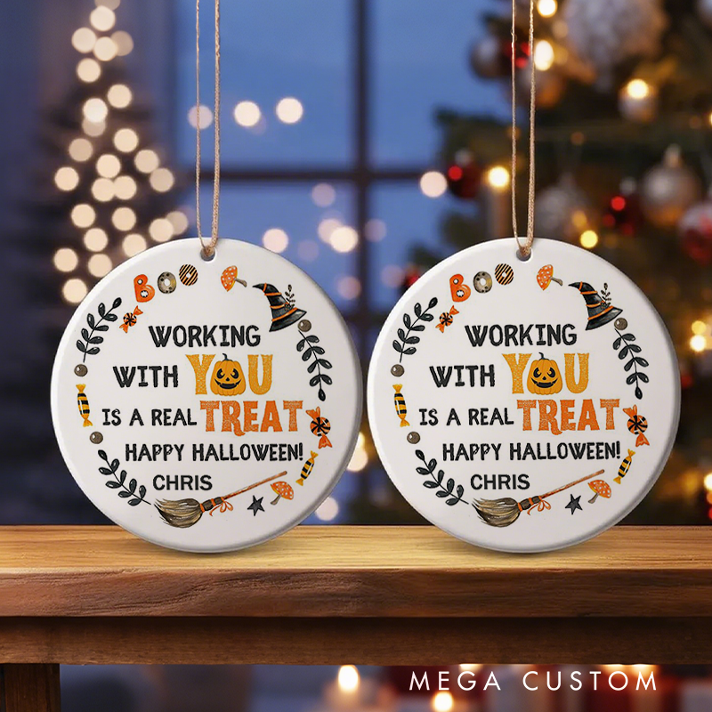 Personalized Office Worker Halloween Ornament Happy Halloween Working with You Is a Real Treat Appreciation Gift for Coworkers