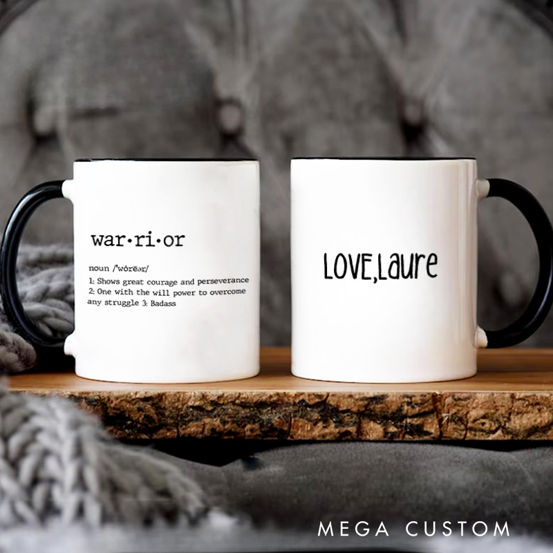 Personalized Warrior You Are Looking at Her Mug Breast Cancer Support Gift