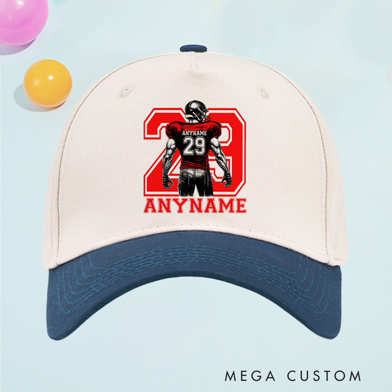 Personalized Football Cotton Two Tone Cap Custom Player Name and Number on the Back