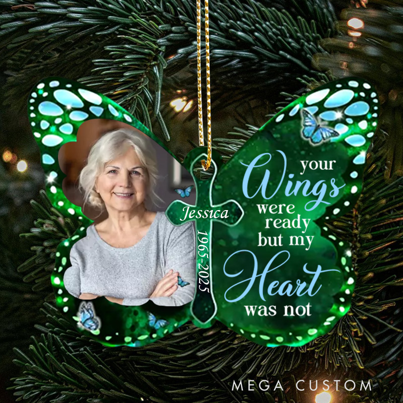 Personalized Butterfly Memorial Ornament Customizable Photo Name Year Remembrance Keepsake